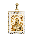 Saint Anthony the Great Orthodox Icon Sculpted Small Pavé Tag Medal