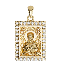 Saint Paraskevi Orthodox Icon Sculpted Small Pavé Tag Medal