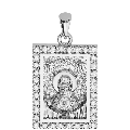 Our Lady of the Sign (Panagia Platytera) Orthodox Icon Sculpted Small Pavé Tag Medal