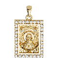 Our Lady of the Sign (Panagia Platytera) Orthodox Icon Sculpted Small Pavé Tag Medal