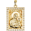 Saint Anna (Anne) Orthodox Icon Sculpted Medium Pavé Tag Medal