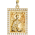 Saint John (Ioannis) Chrysostom Orthodox Icon Sculpted Medium Pavé Tag Medal