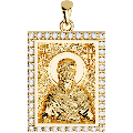 Saint Anthony the Great Orthodox Icon Sculpted Medium Pavé Tag Medal