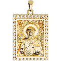 Saint Spyridon Orthodox Icon Sculpted Medium Pavé Tag Medal