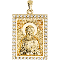 Saint Barbara Orthodox Icon Sculpted Medium Pavé Tag Medal
