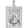 Our Lady of the Sign (Panagia Platytera) Orthodox Icon Sculpted Medium Pavé Tag Medal