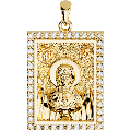 Our Lady of the Sign (Panagia Platytera) Orthodox Icon Sculpted Medium Pavé Tag Medal