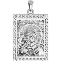 Virgin Mary Panagia Theotokos Orthodox Icon Sculpted Medium Pavé Tag Medal