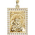Virgin Mary Panagia Theotokos Orthodox Icon Sculpted Medium Pavé Tag Medal