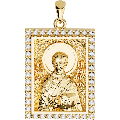 Saint Nicholas Orthodox Icon Sculpted Medium Pavé Tag Medal