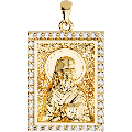 Saint Nectarios of Aegina Orthodox Icon Sculpted Medium Pavé Tag Medal