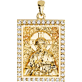 Christ Pantocrator Orthodox Icon Sculpted Medium Pavé Tag Medal