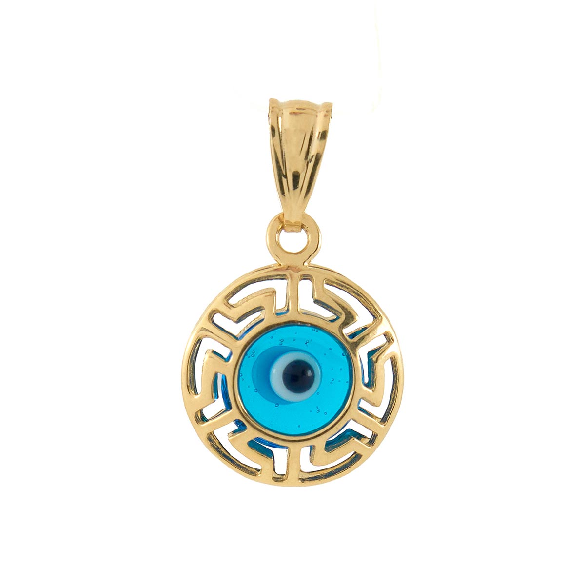Greek Key Evil Eye Two-Sided Pendant – Stakora