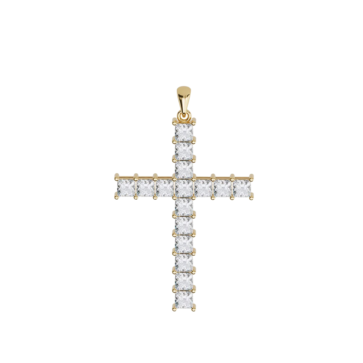 Large Princess-Cut Diamond Cross