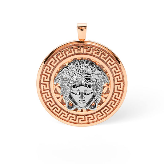 Greek Key Medusa Disc Necklace