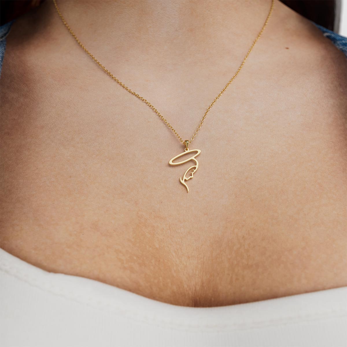 Abstract Virgin Mary Silhouette Necklace