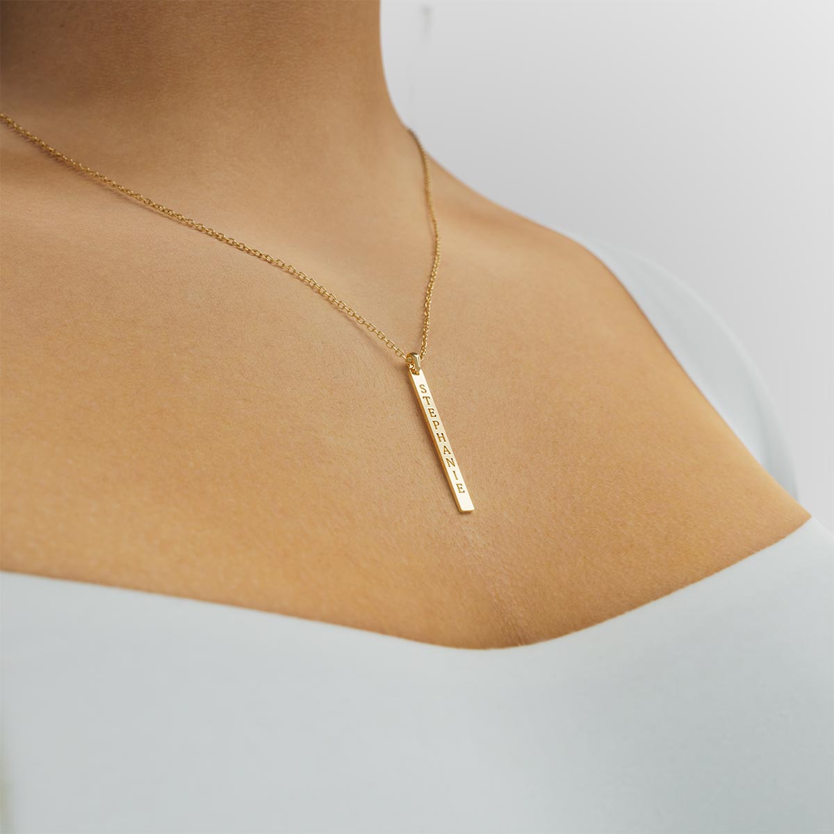 Vertical Bar Necklace with Engraving