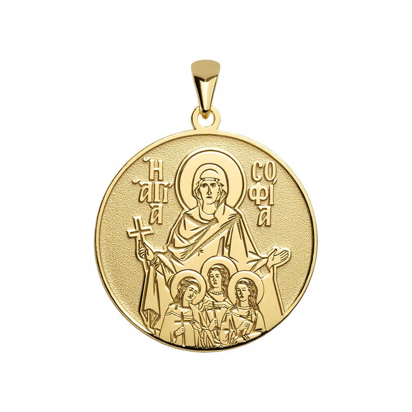 Saint Sophia (Sofia) the Martyr Greek Orthodox Icon Round Medal