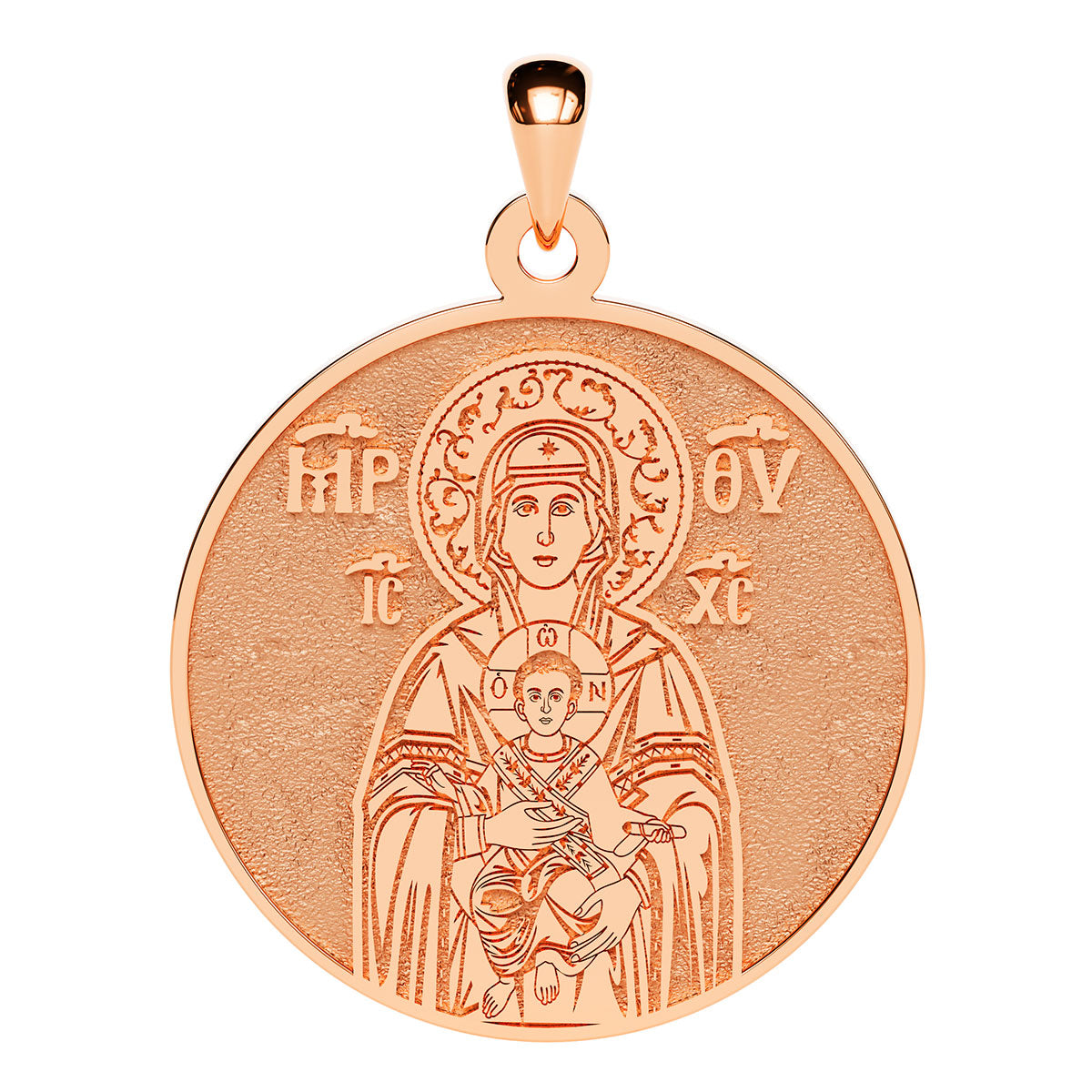 Virgin Mary Panagia Theotokos Greek Orthodox Icon Round Medal