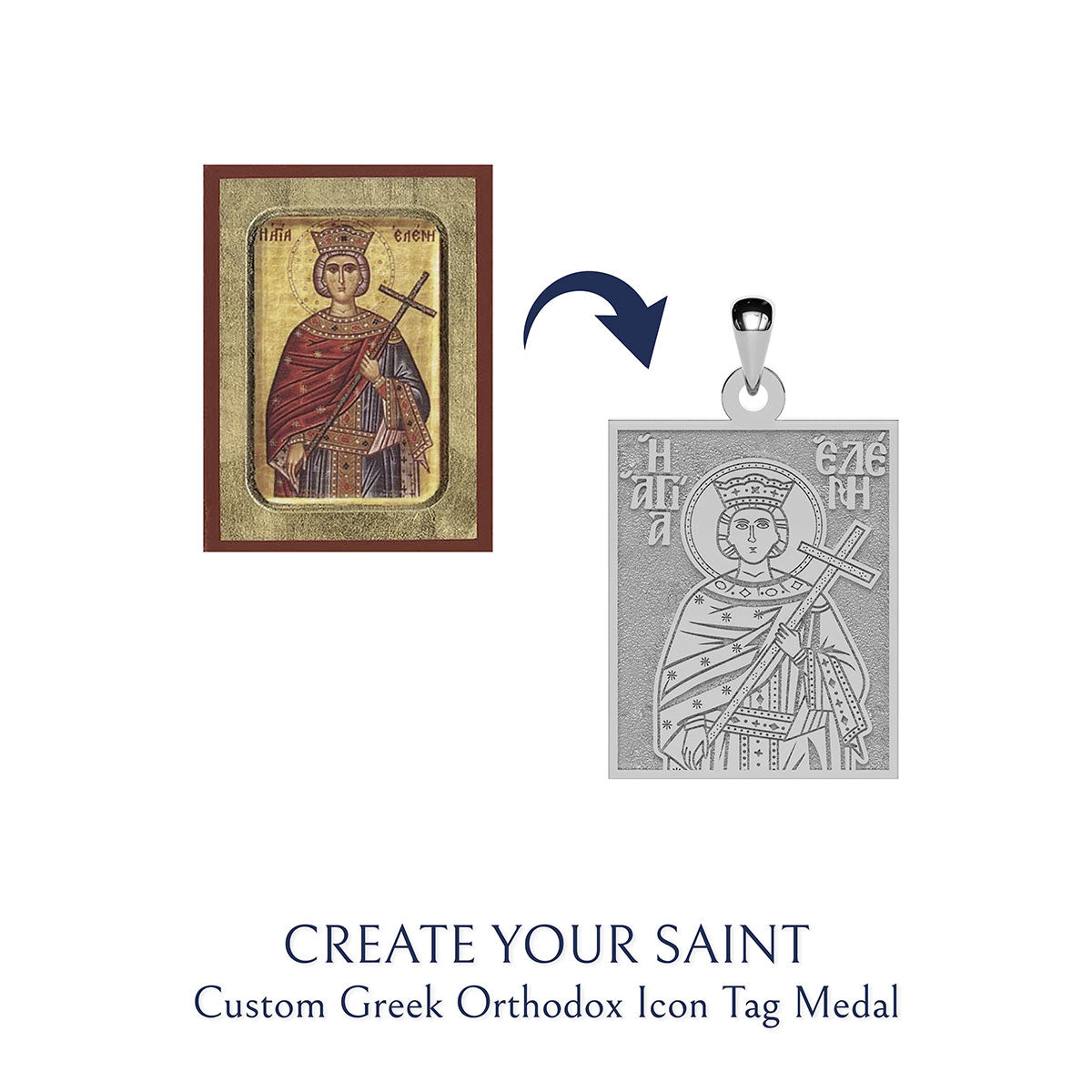 Create Your Saint - Custom Greek Orthodox Icon Tag Medal