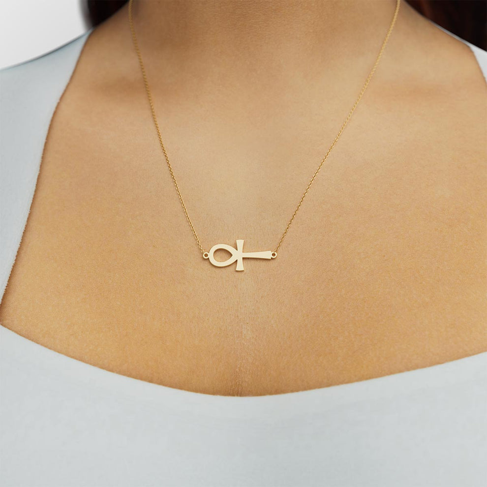 Sideways Ankh Egyptian Cross Necklace