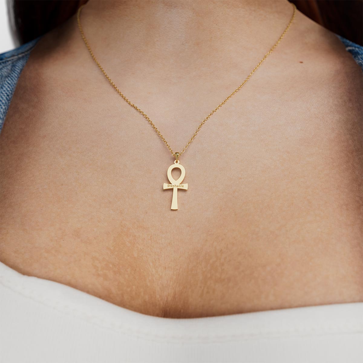 Ankh Egyptian Cross Necklace With Personalized Engraving