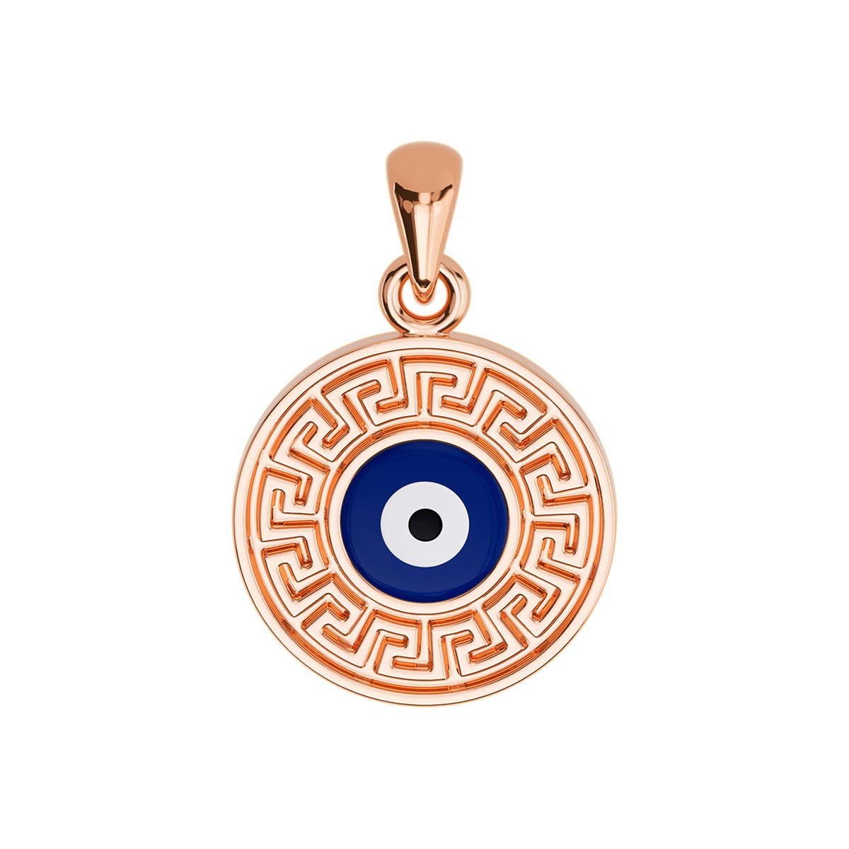 Greek Key Evil Eye Disc Necklace