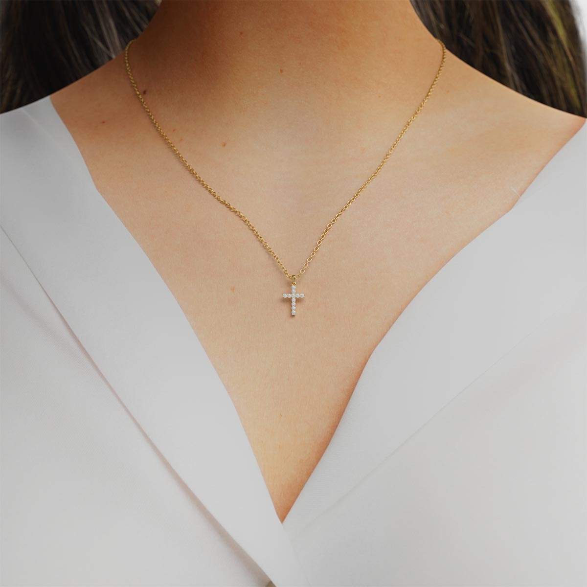 Mini Size Pavé Cross With 1.5mm Diamonds