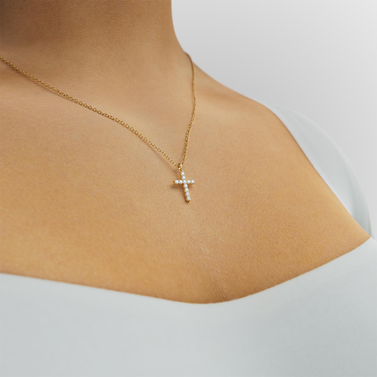 Mini Size Pavé Cross With 2mm Diamonds