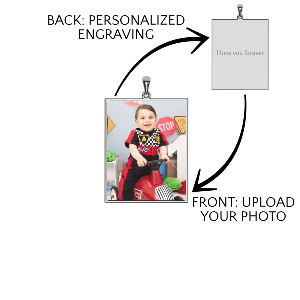 Personalized Rectangular Photo Pendant With Engraving