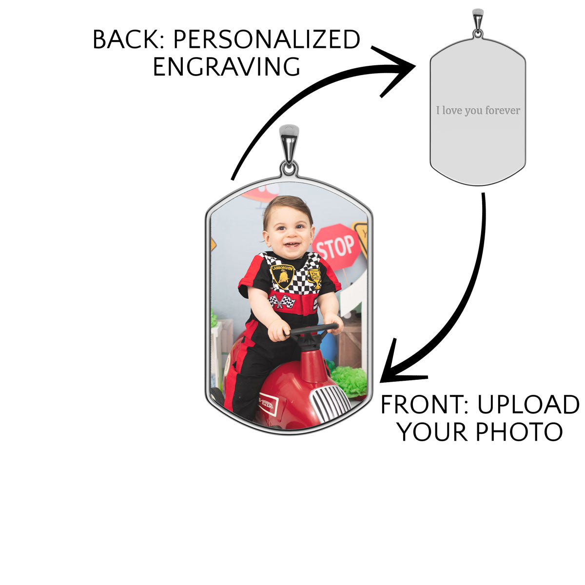 Personalized Tag Photo Pendant With Engraving