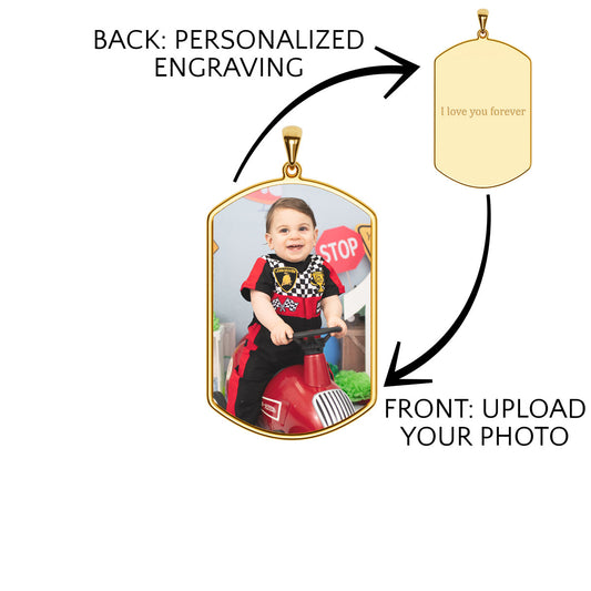 Personalized Tag Photo Pendant With Engraving