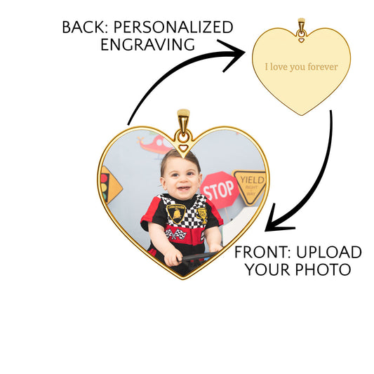 Personalized Heart Photo Pendant With Engraving