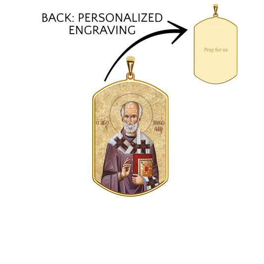 Saint Nicholas Greek Orthodox Icon Tag Photo Medal