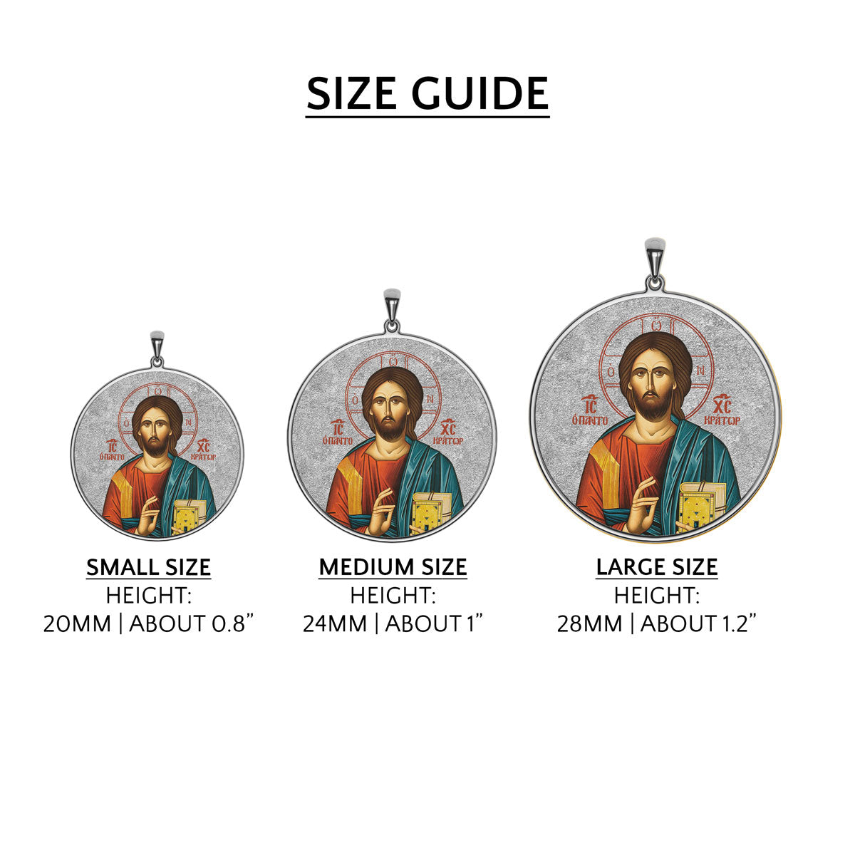 Christ Pantocrator Greek Orthodox Icon Round Photo Medal