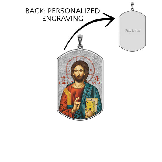 Christ Pantocrator Greek Orthodox Icon Tag Photo Medal