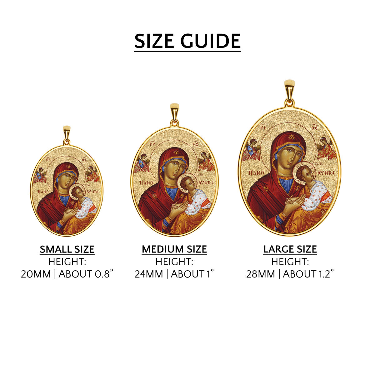 Virgin Mary Panagia Theotokos Greek Orthodox Icon Oval Photo Medal
