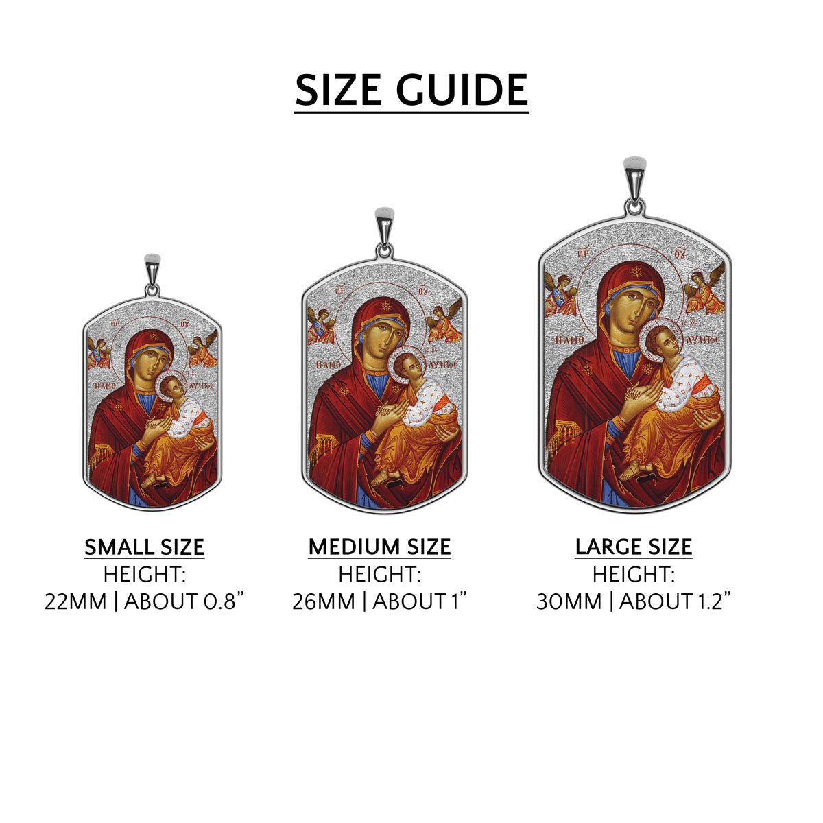 Virgin Mary Panagia Theotokos Greek Orthodox Icon Tag Photo Medal