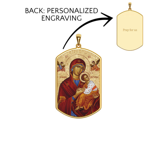 Virgin Mary Panagia Theotokos Greek Orthodox Icon Tag Photo Medal
