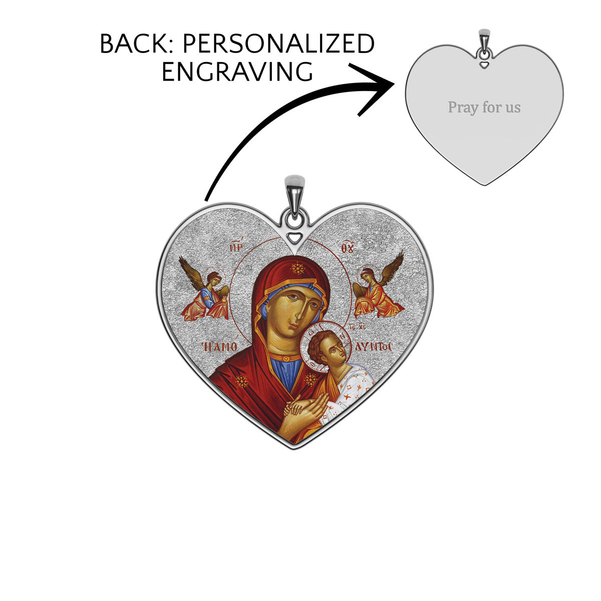 Virgin Mary Panagia Theotokos Greek Orthodox Icon Heart Photo Medal
