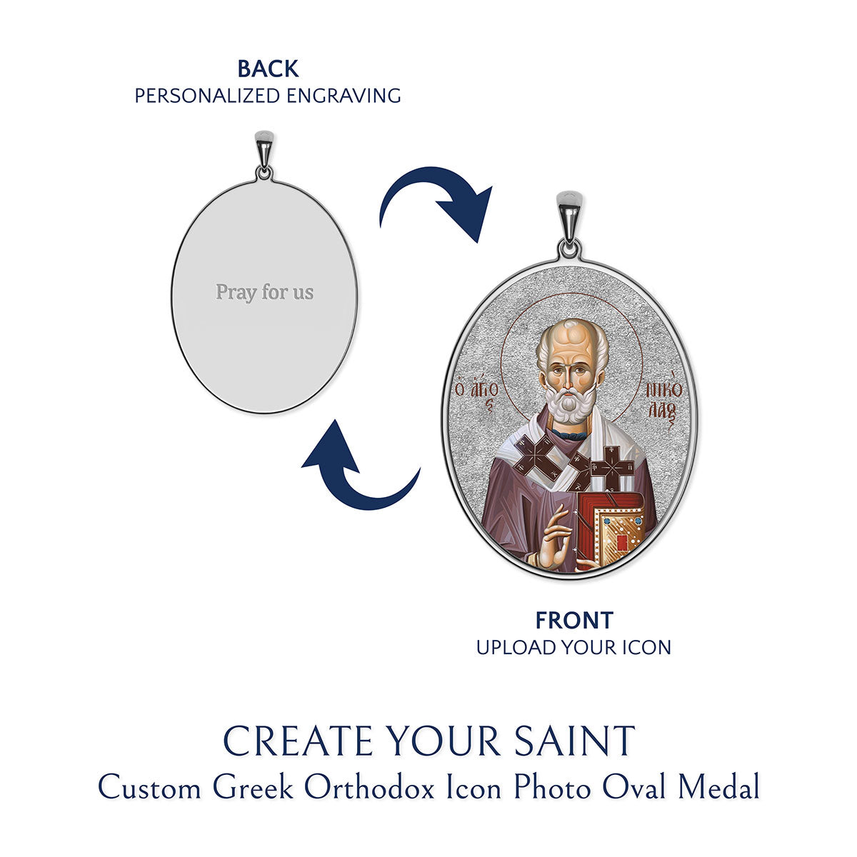 Create Your Saint - Custom Greek Orthodox Icon Oval Photo Medal