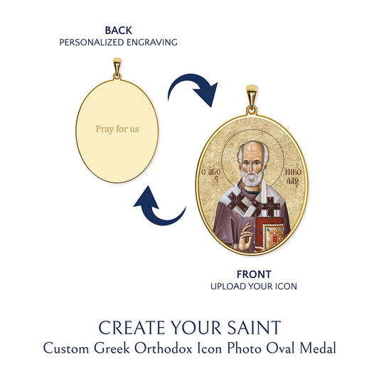 Create Your Saint - Custom Greek Orthodox Icon Oval Photo Medal