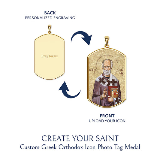 Create Your Saint - Custom Greek Orthodox Icon Tag Photo Medal