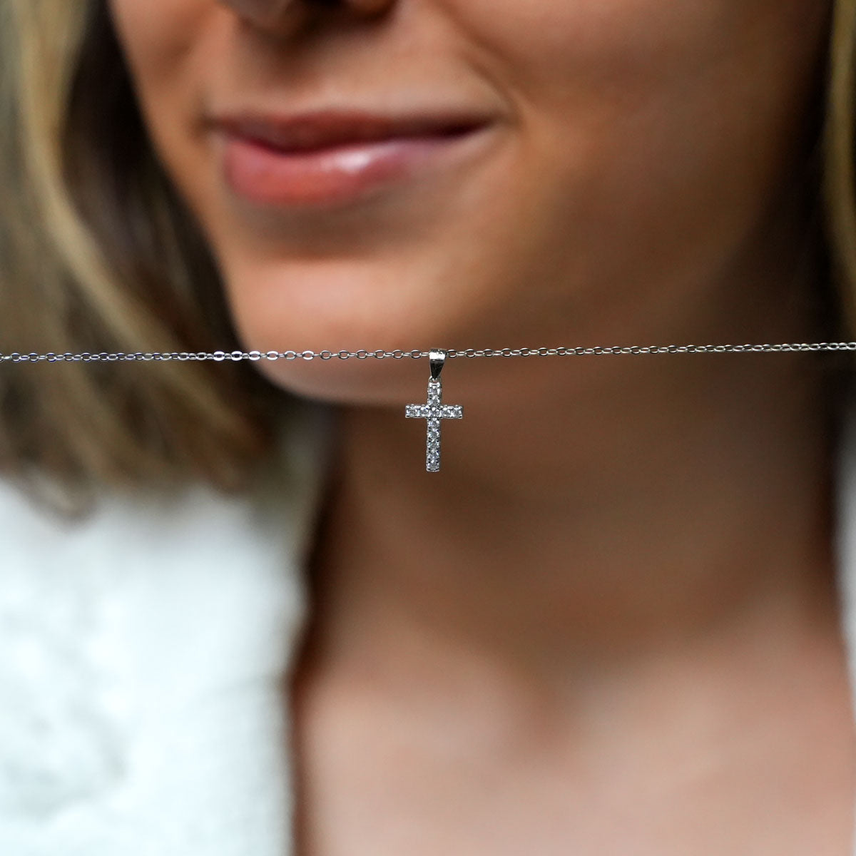 Reversible Mini Pavé Cross Necklace