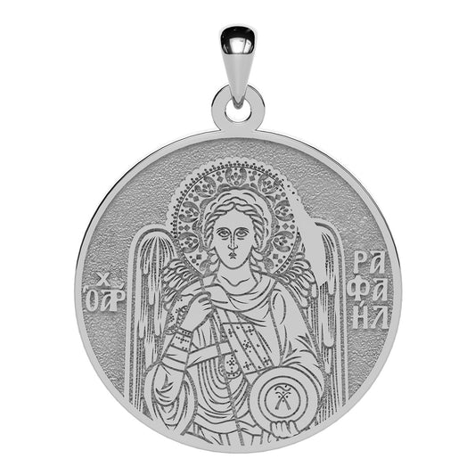 Saint Raphael the Archangel Greek Orthodox Icon Round Medal