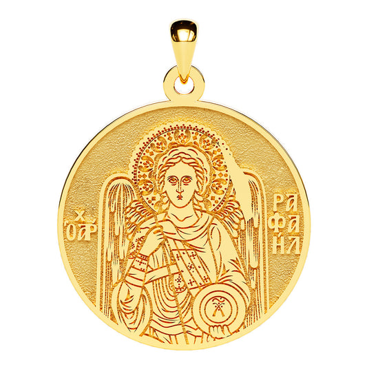 Saint Raphael the Archangel Greek Orthodox Icon Round Medal