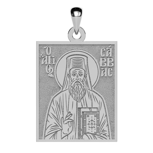 Saint Savvas the New of Kalymnos Greek Orthodox Icon Tag Medal