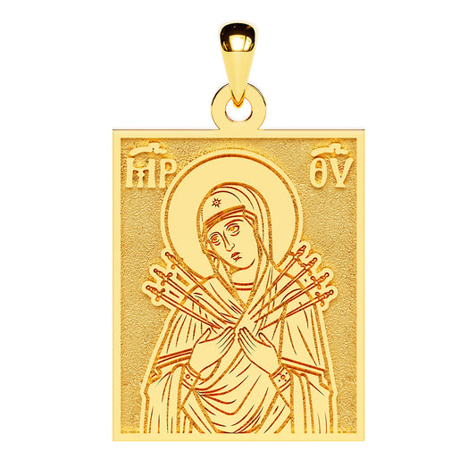 Virgin Mary of Sorrows Greek Orthodox Icon Tag Medal
