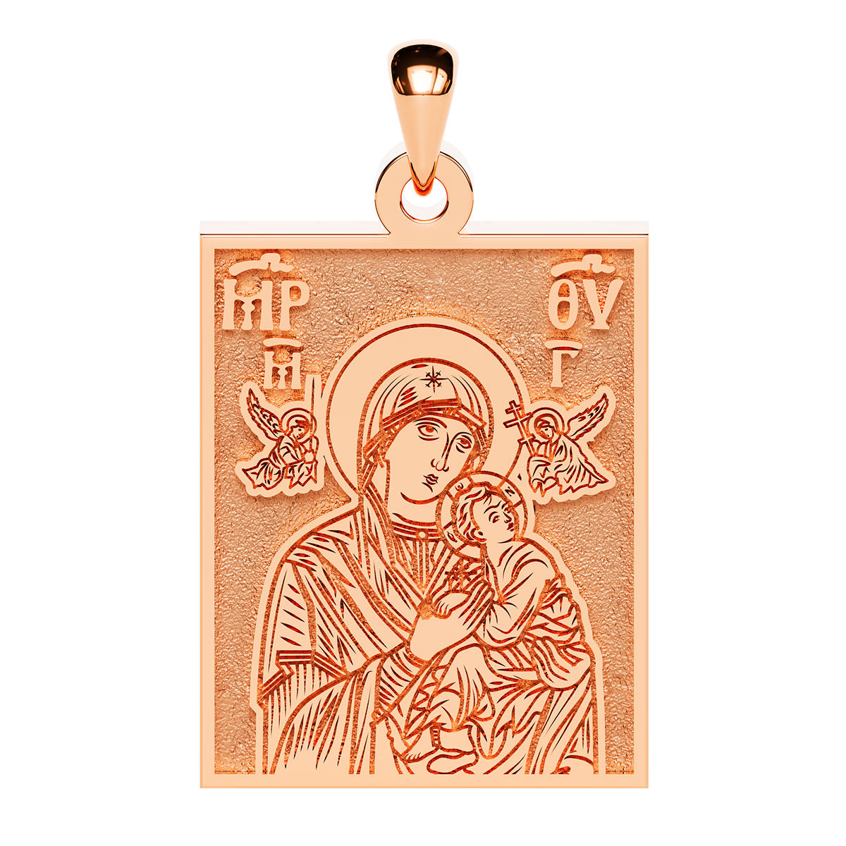 Virgin Mary Theotokos With Angels Greek Orthodox Icon Tag Medal