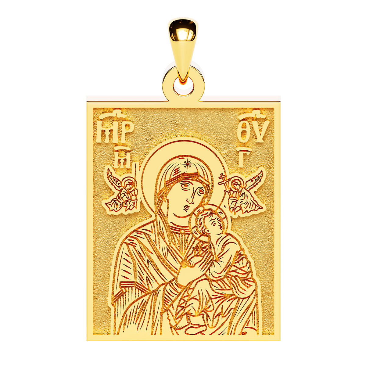 Virgin Mary Theotokos With Angels Greek Orthodox Icon Tag Medal